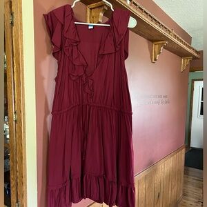 Elegant Burgundy Ruffle Dress